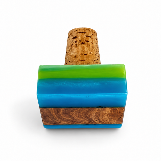 Olive Wood Epoxy Raisin bottle Stopper three pieces set (assorted colors)