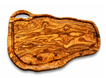 Extra Large olive Wood Charcuterie & Cutting Board, Handcrafted Live Edge Serving Board (28"x19")