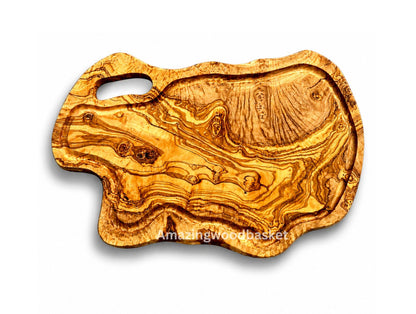 Extra Large olive Wood Charcuterie & Cutting Board, Handcrafted Live Edge Serving Board (26.5"x16")