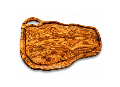 Extra Large olive Wood Charcuterie & Cutting Board, Handcrafted Live Edge Serving Board (28"x19")