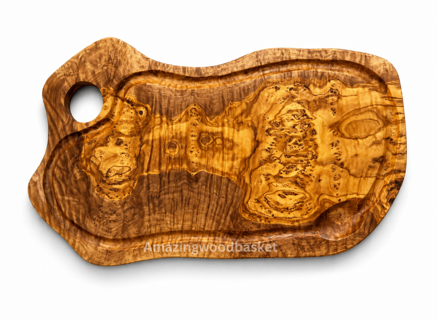 Large olive Wood Charcuterie & Cutting Board, Handcrafted Live Edge Serving Board