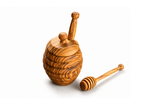 Olive Wood Classic Beehive  Honey Pot "POOH Style" (5X3X3)