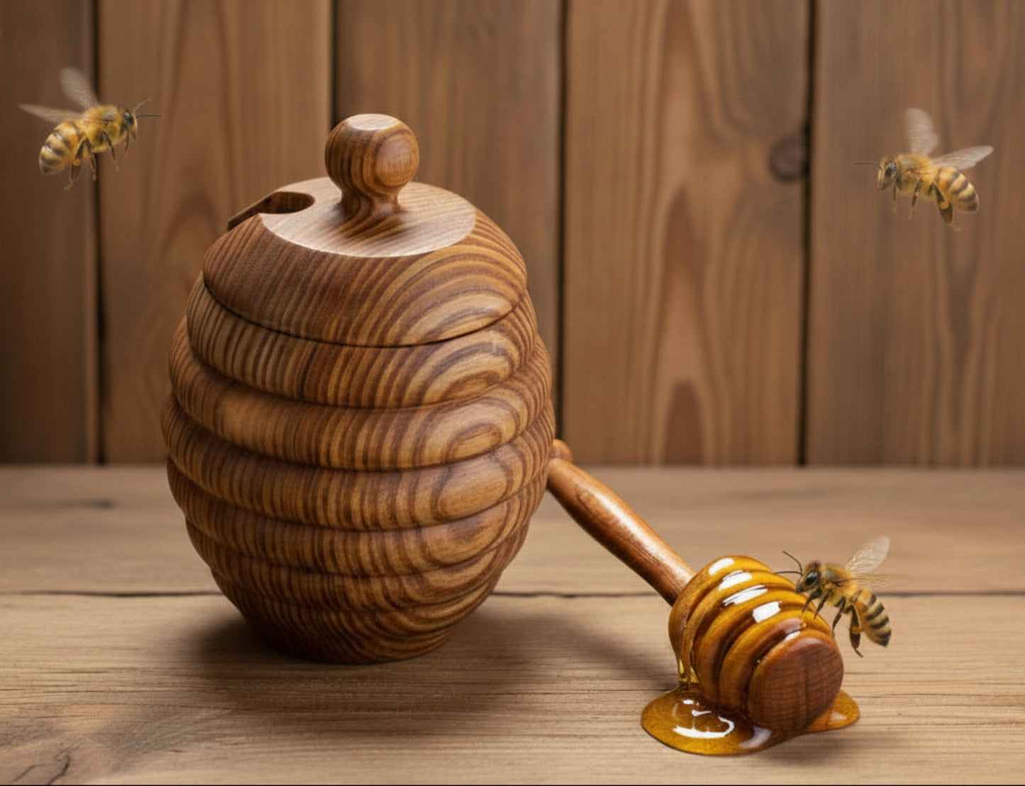 Olive Wood Honey Pot