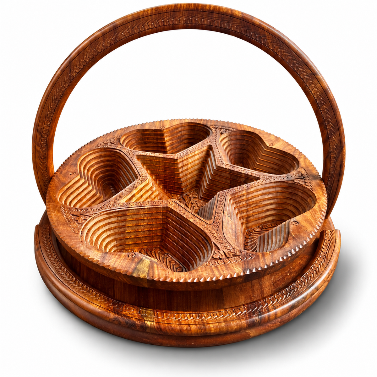18" Divided Basket, Hearts & Star