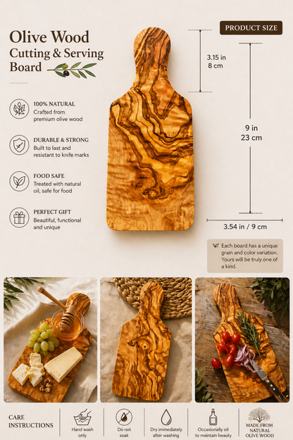 Large olive Wood Charcuterie & Cutting Board, Handcrafted Live Edge Serving Board