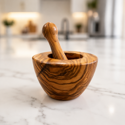 Olive Wood Medium Mortar and Pestle
