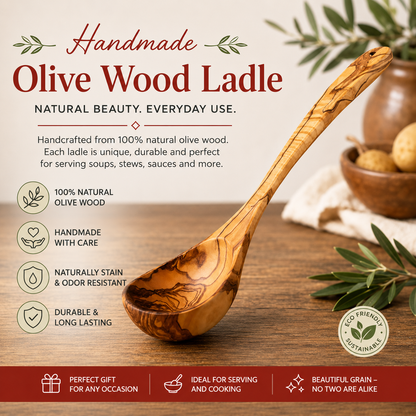 XL ladle Olive Wood (13.5"X3.5")