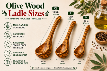 XL ladle Olive Wood (13.5"X3.5")