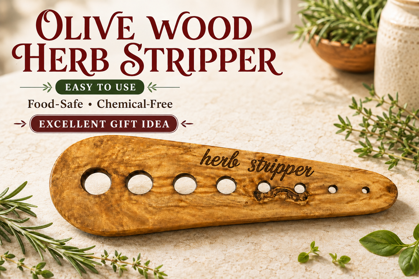 Olive Wood Herb Stripper