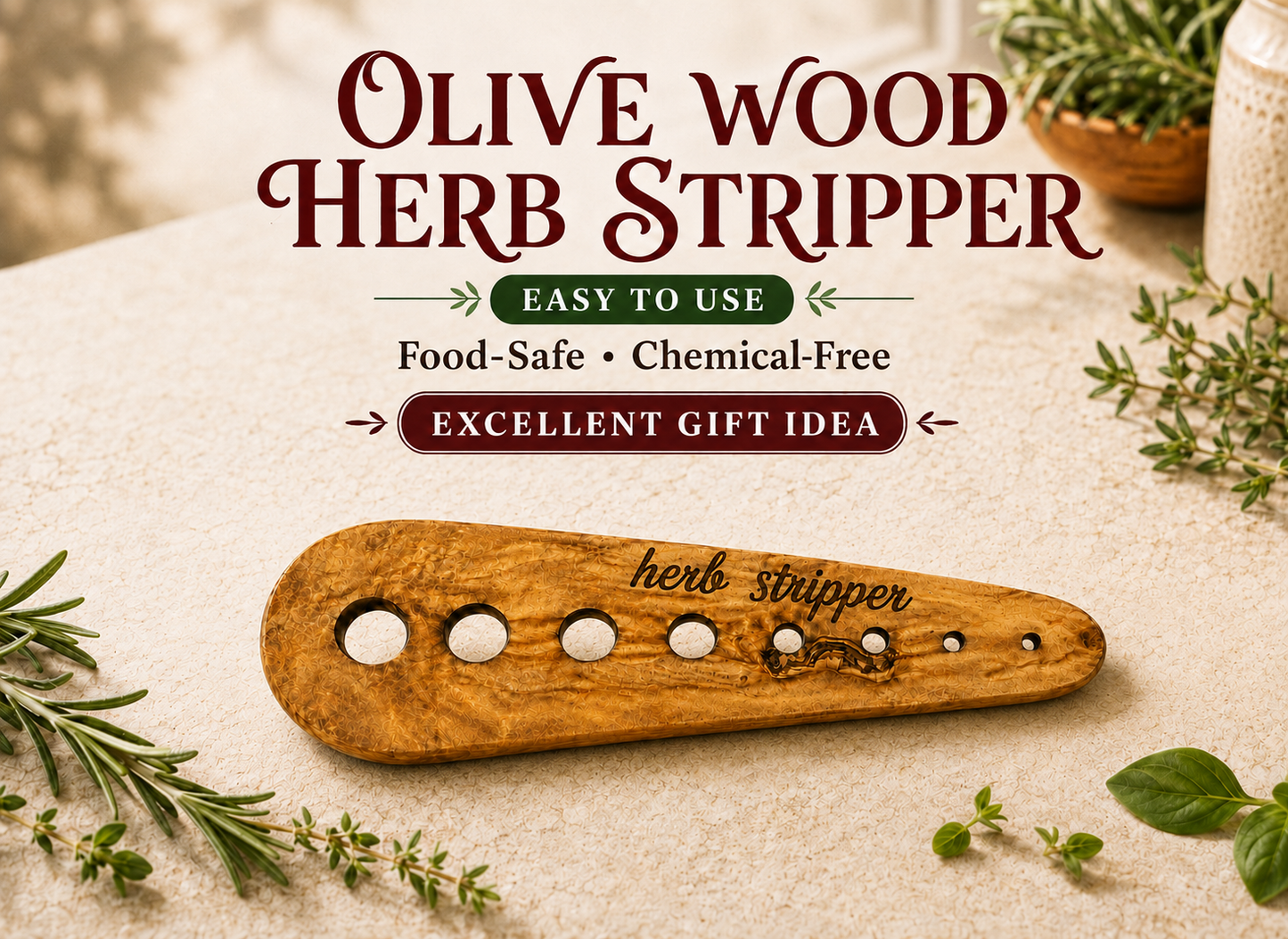 Olive Wood Herb Stripper