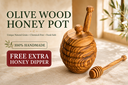 Olive Wood Classic Beehive  Honey Pot "POOH Style" (5X3X3)