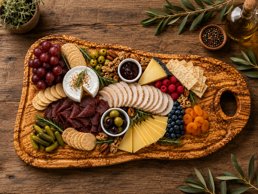 Extra Large olive Wood Charcuterie & Cutting Board, Handcrafted Live Edge Serving Board (24"x16")