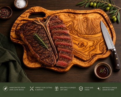 Extra Large olive Wood Charcuterie & Cutting Board, Handcrafted Live Edge Serving Board (26.5"x16")