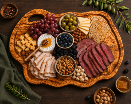 Extra Large olive Wood Charcuterie & Cutting Board, Handcrafted Live Edge Serving Board (26.5"x16")