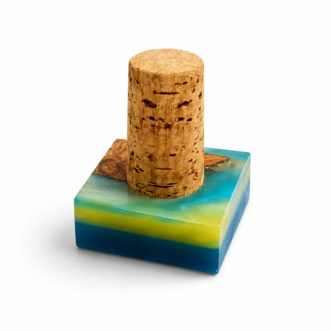 Olive Wood Epoxy Raisin bottle Stopper three pieces set (assorted colors)