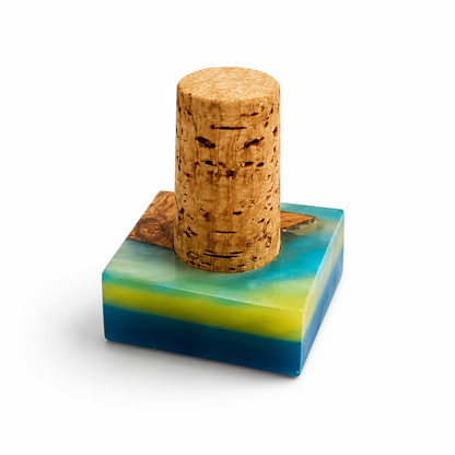 Olive Wood Epoxy Raisin bottle Stopper three pieces set (assorted colors)