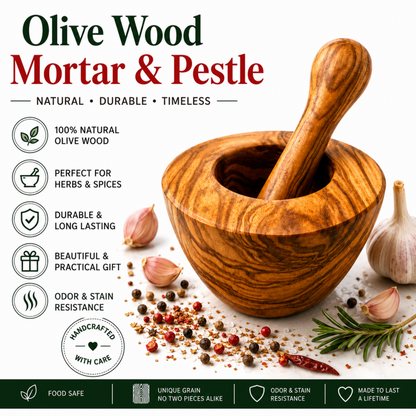 Olive Wood Medium Mortar and Pestle