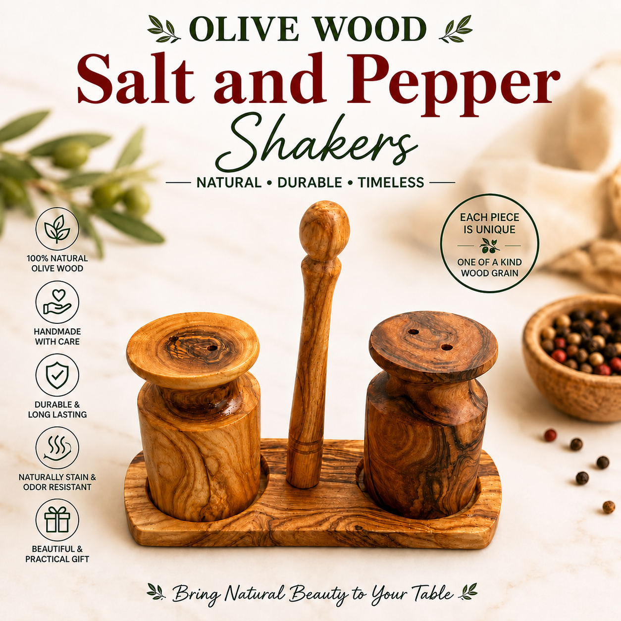 Olive Wood Salt & Pepper Egg Shape (Copy)