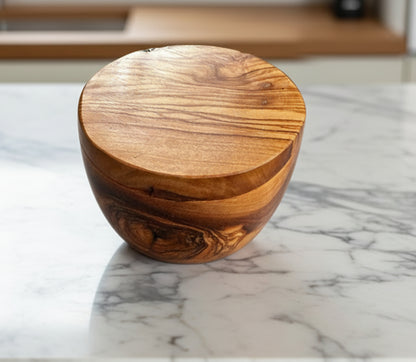 Olive Wood Salt Cellar with Magnet  (4x4x3)