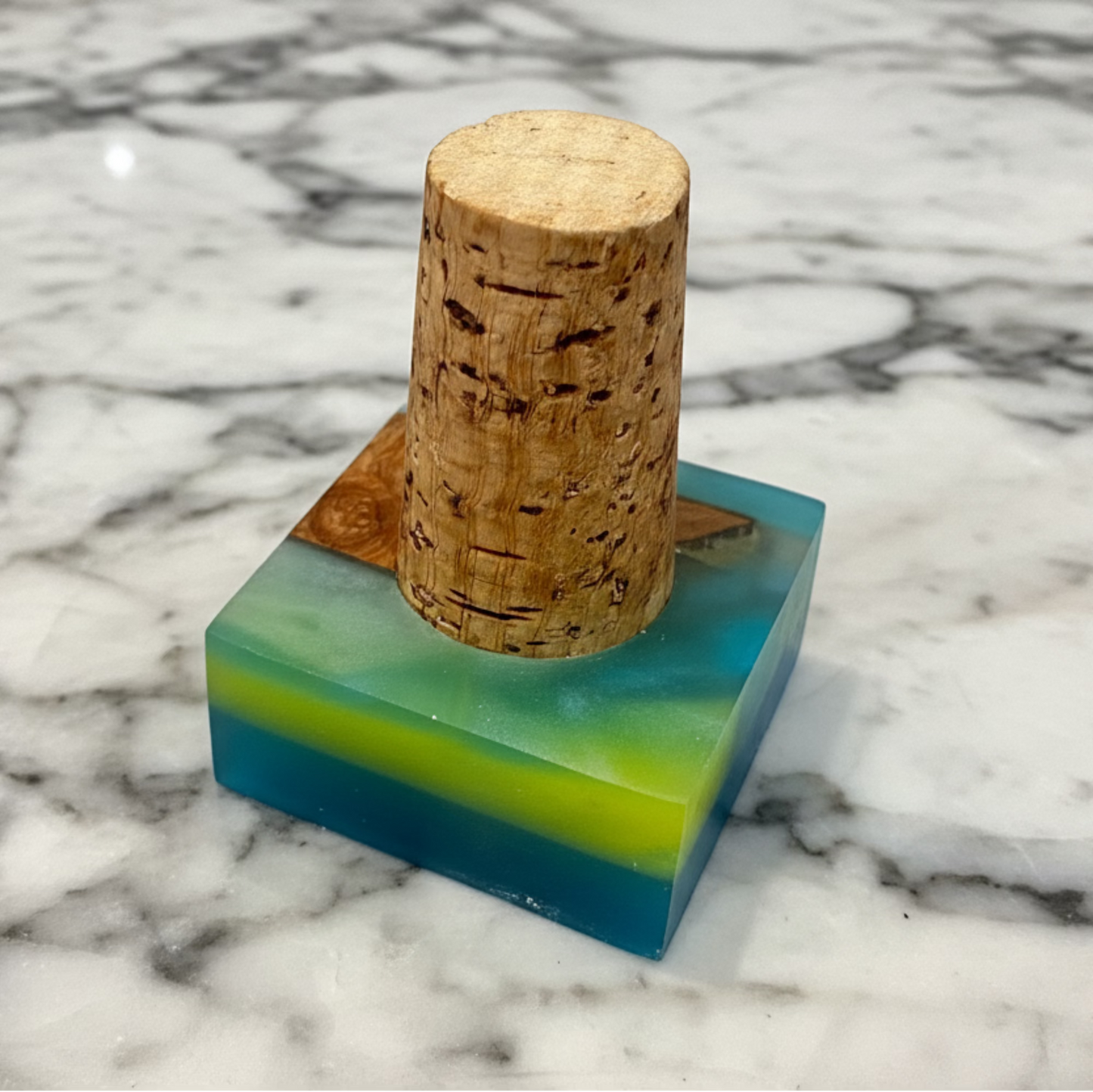 Olive Wood Epoxy Raisin bottle Stopper three pieces set (assorted colors)