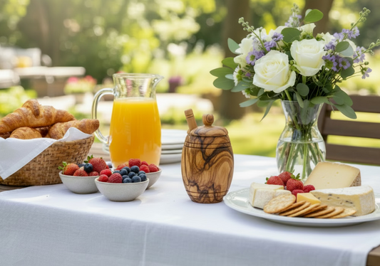 Olive Wood Barrel Style Honey Pot (5X3X3)