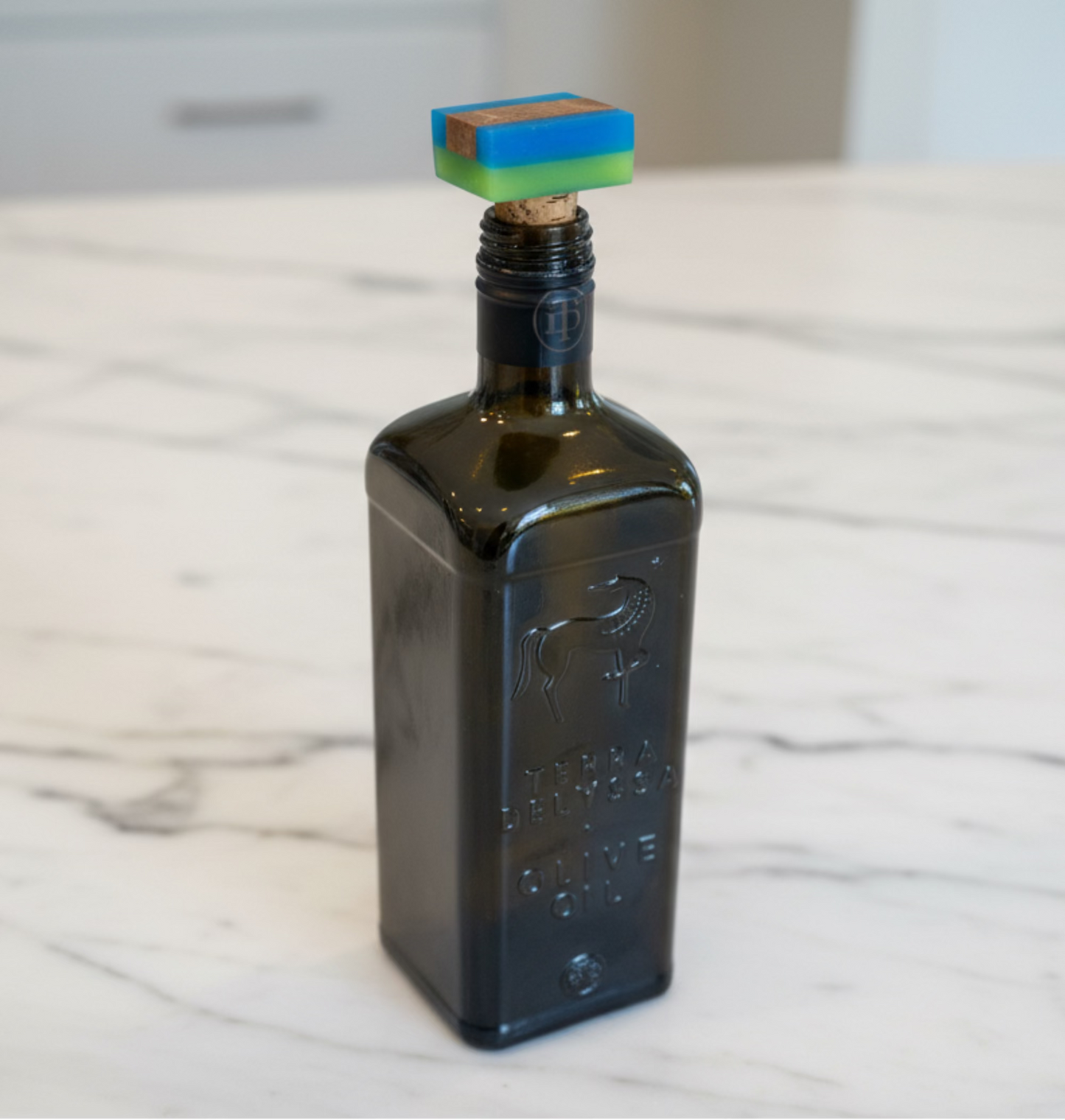 Olive Wood Epoxy Raisin bottle Stopper three pieces set (assorted colors)