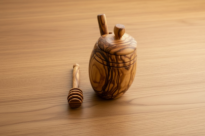Olive Wood Barrel Style Honey Pot (5X3X3)