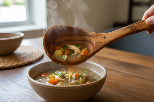 small ladle Olive wood (8"X2")