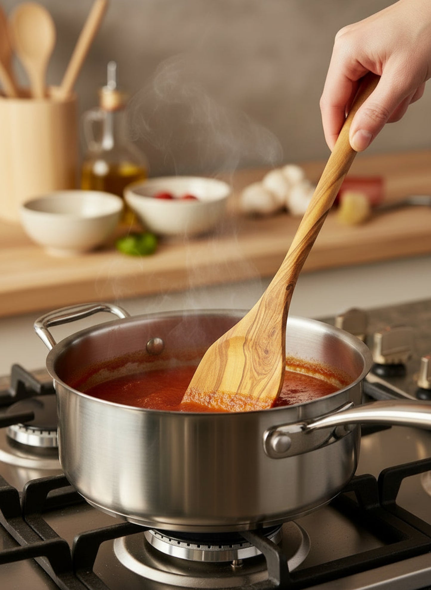 Olive Wood Corner Spoon
