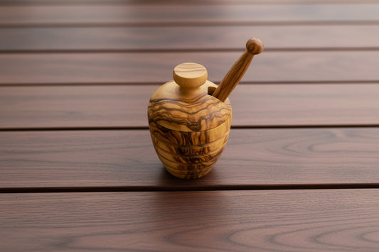 Olive Wood Small Honey Pot (4X2.5X2.5)