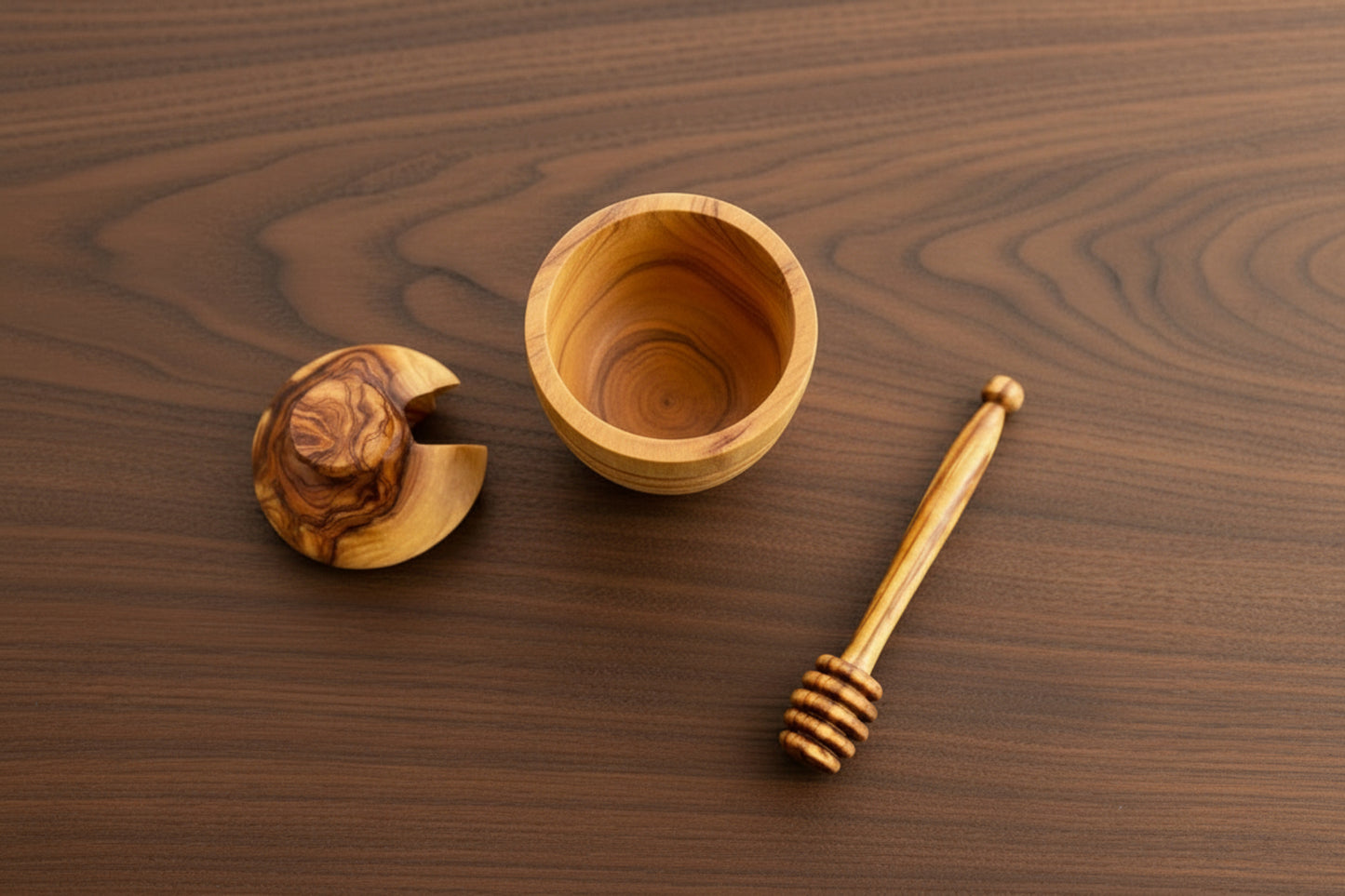Olive Wood Small Honey Pot (4X2.5X2.5)
