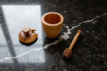 Olive Wood Small Honey Pot (4X2.5X2.5)