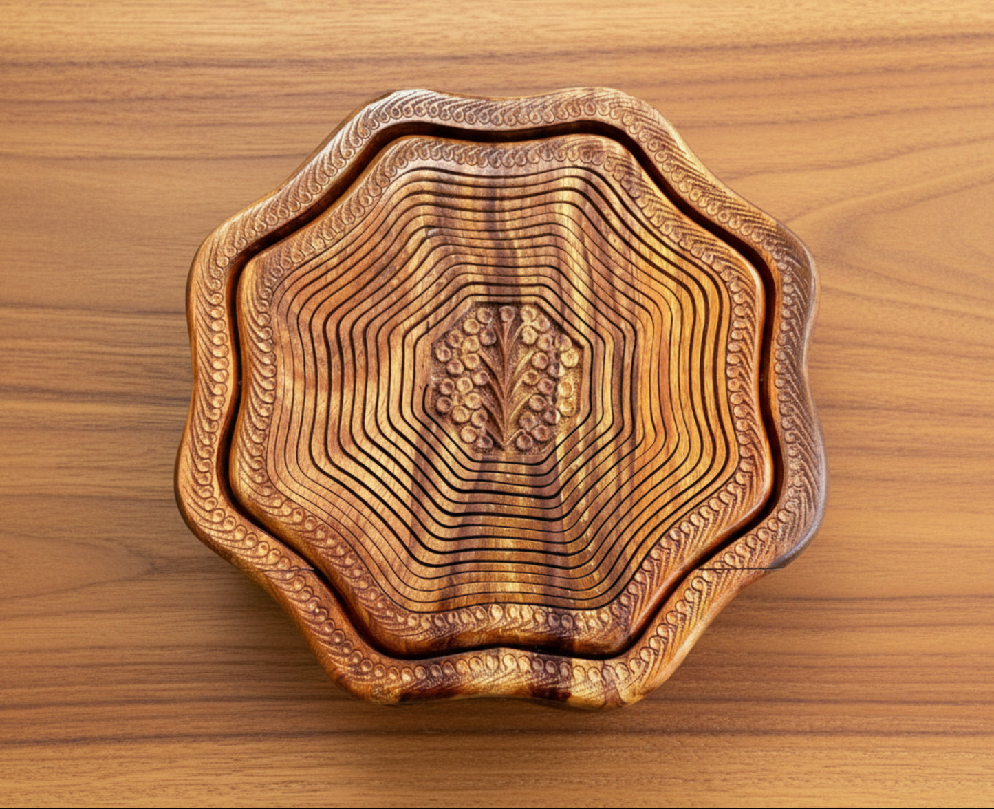 12" Flora Carved Design