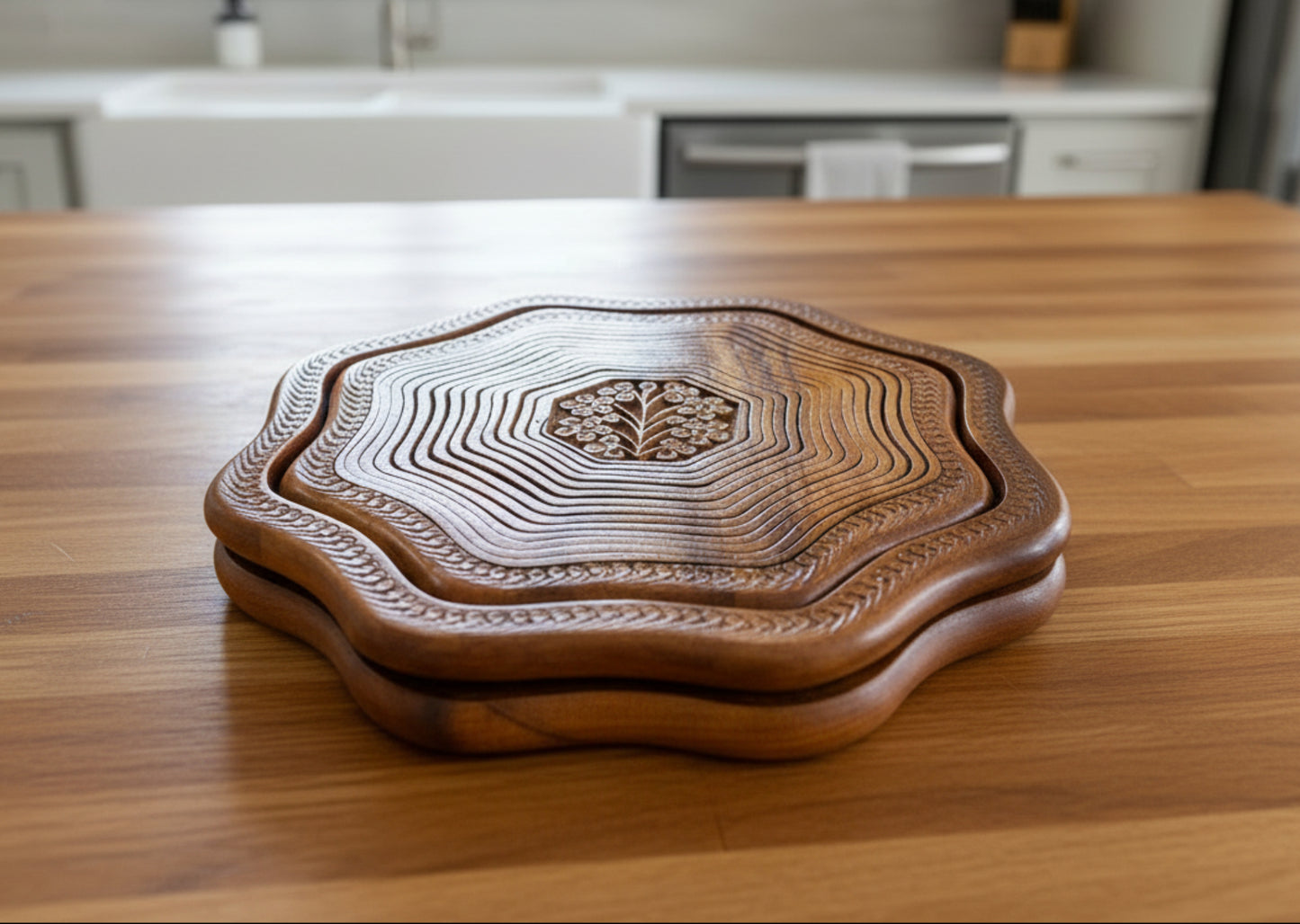 12" Flora Carved Design