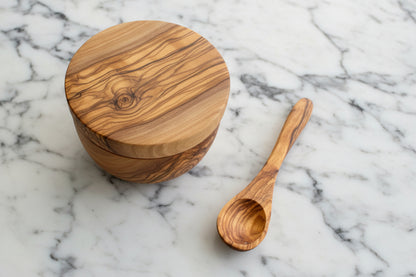 Olive Wood Salt Cellar with Magnet  (4x4x3)