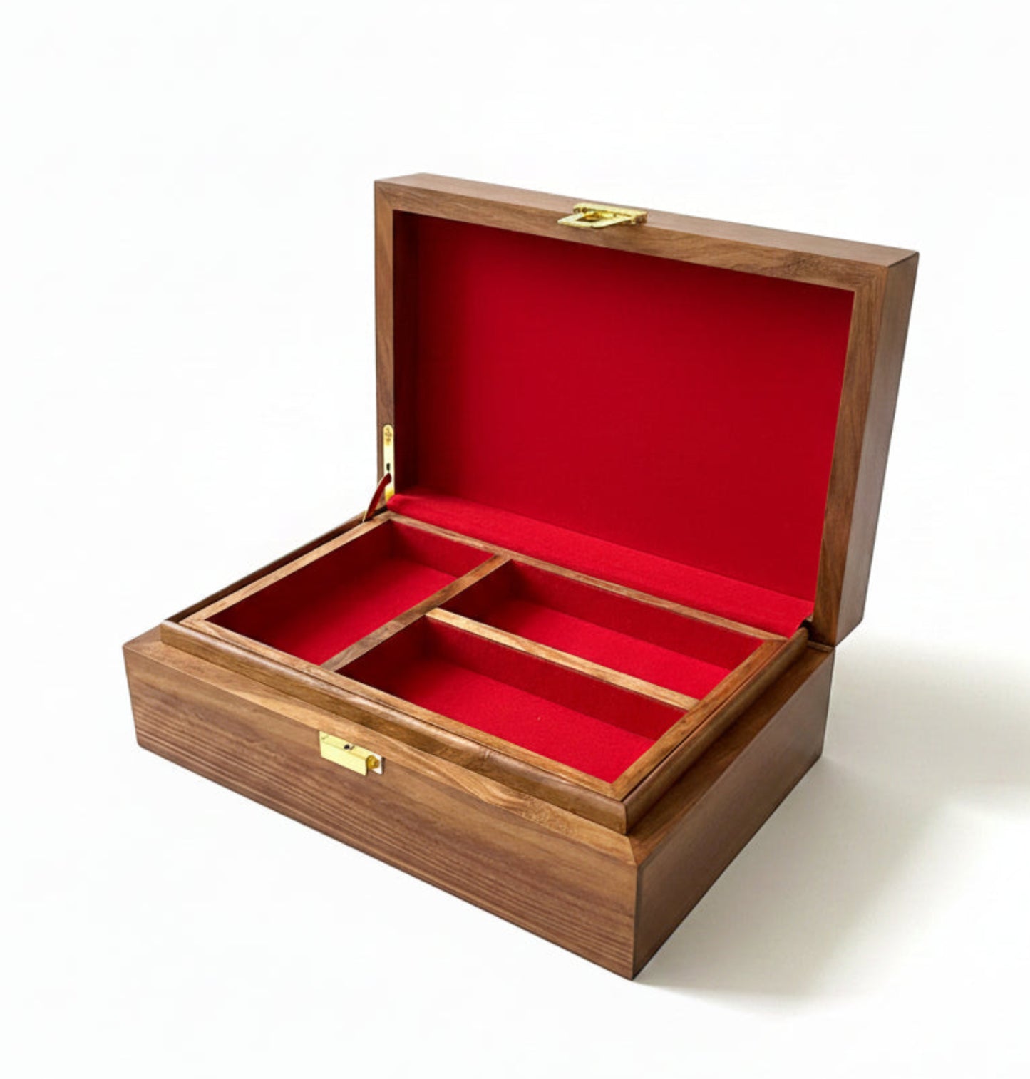 Large Deluxe Handmade Rosewood Brass Inlay Jewelry Box with Tray