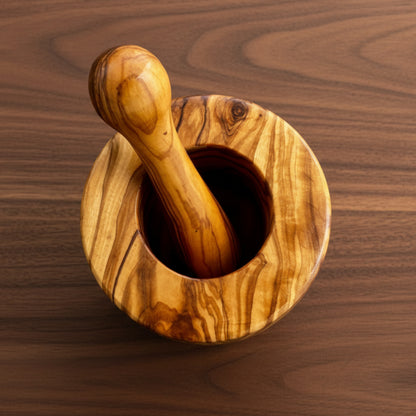 Olive Wood Medium Mortar and Pestle