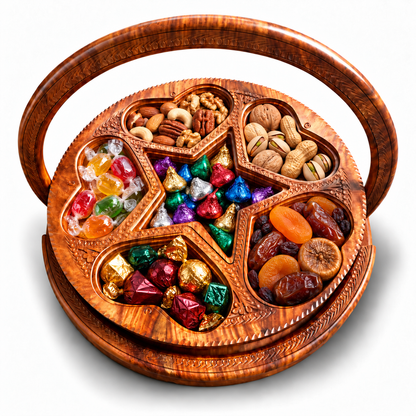 18" Divided Basket, Hearts & Star