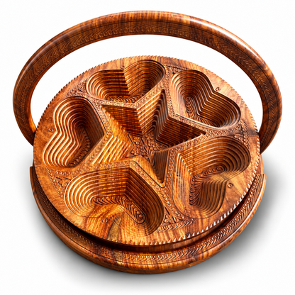 18" Divided Basket, Hearts & Star