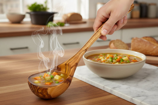 large ladle Olive Wood (12"X3")